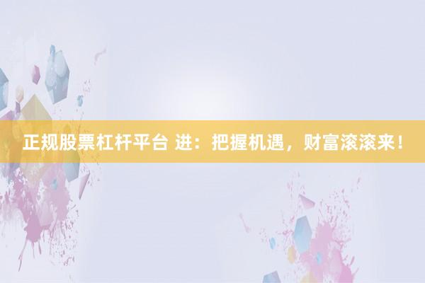正规股票杠杆平台 进：把握机遇，财富滚滚来！