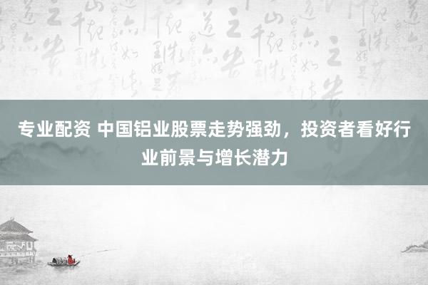 专业配资 中国铝业股票走势强劲，投资者看好行业前景与增长潜力