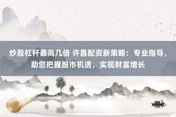 炒股杠杆最高几倍 许昌配资新策略：专业指导，助您把握股市机遇，实现财富增长