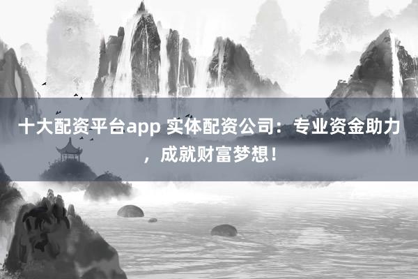 十大配资平台app 实体配资公司：专业资金助力，成就财富梦想！