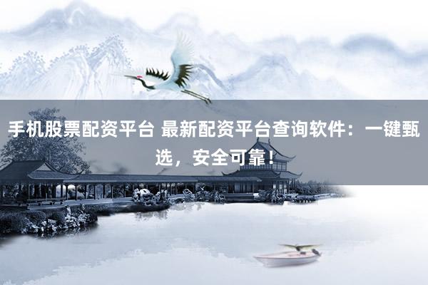 手机股票配资平台 最新配资平台查询软件：一键甄选，安全可靠！