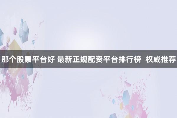 那个股票平台好 最新正规配资平台排行榜  权威推荐