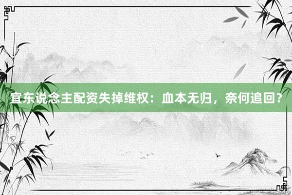 宜东说念主配资失掉维权：血本无归，奈何追回？