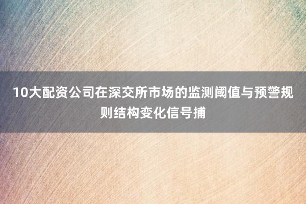 10大配资公司在深交所市场的监测阈值与预警规则结构变化信号捕