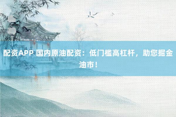 配资APP 国内原油配资：低门槛高杠杆，助您掘金油市！