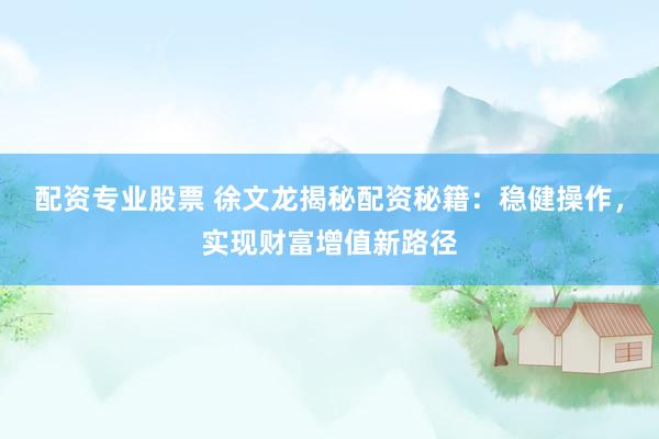 配资专业股票 徐文龙揭秘配资秘籍：稳健操作，实现财富增值新路径